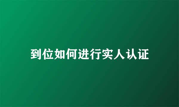 到位如何进行实人认证