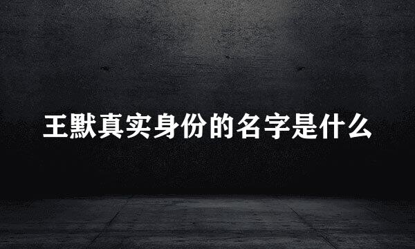 王默真实身份的名字是什么