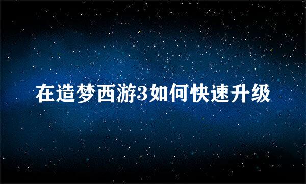 在造梦西游3如何快速升级
