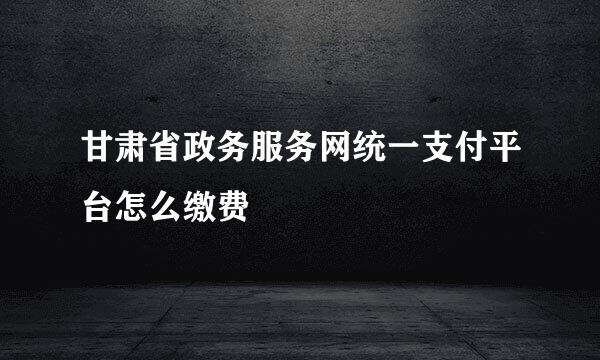 甘肃省政务服务网统一支付平台怎么缴费