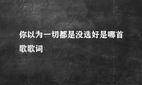 你以为一切都是没选好是哪首歌歌词