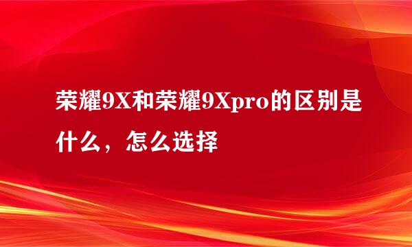 荣耀9X和荣耀9Xpro的区别是什么，怎么选择