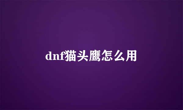 dnf猫头鹰怎么用