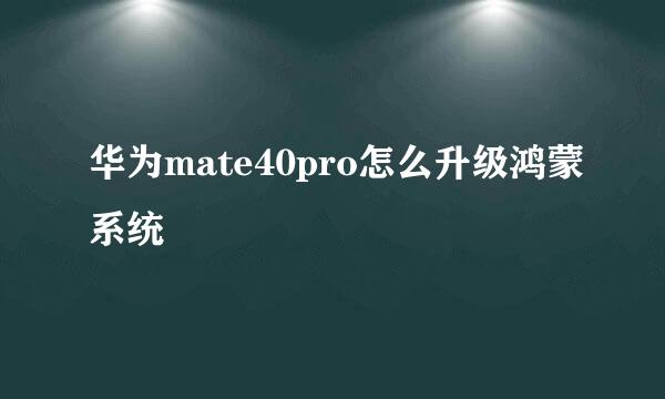 华为mate40pro怎么升级鸿蒙系统