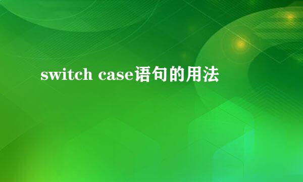 switch case语句的用法