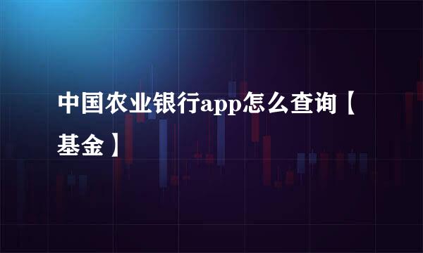 中国农业银行app怎么查询【基金】