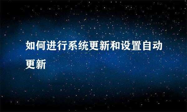 如何进行系统更新和设置自动更新