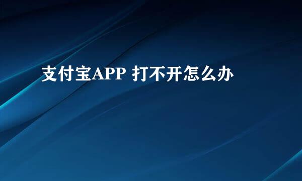 支付宝APP 打不开怎么办