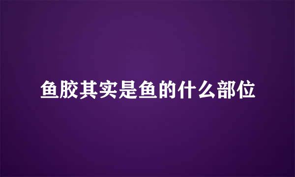 鱼胶其实是鱼的什么部位