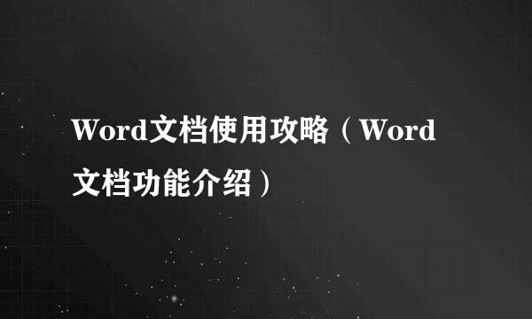 Word文档使用攻略（Word文档功能介绍）