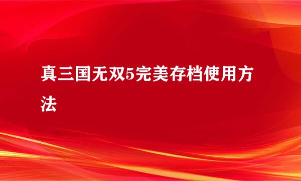 真三国无双5完美存档使用方法