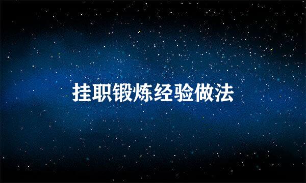 挂职锻炼经验做法