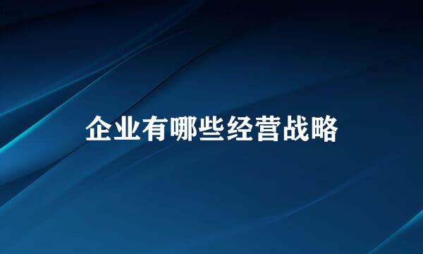 企业有哪些经营战略