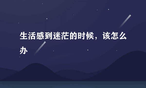 生活感到迷茫的时候，该怎么办