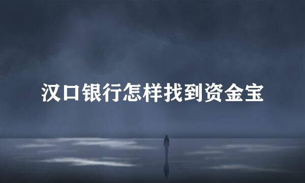 汉口银行怎样找到资金宝