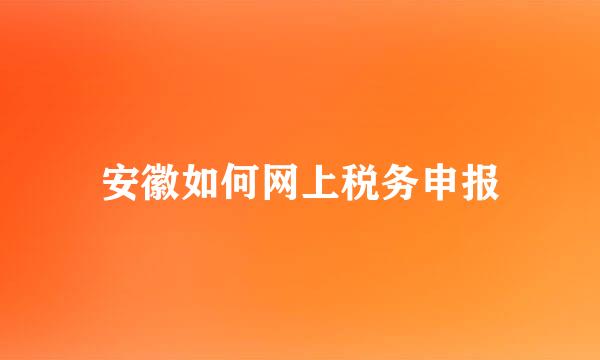 安徽如何网上税务申报