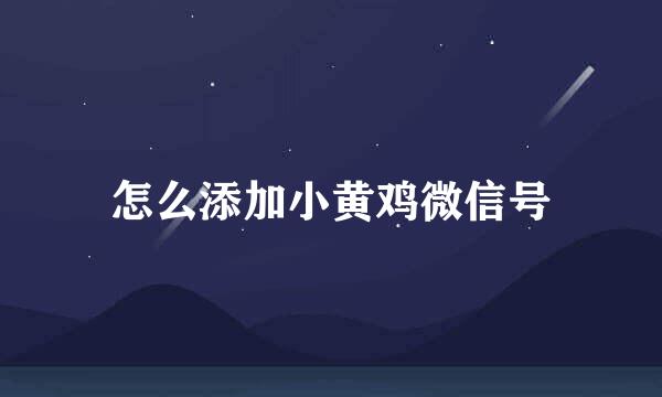 怎么添加小黄鸡微信号