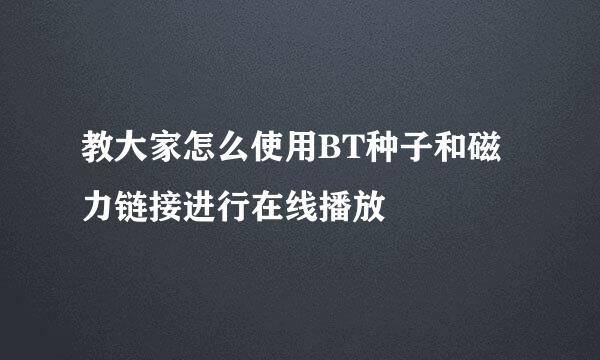 教大家怎么使用BT种子和磁力链接进行在线播放
