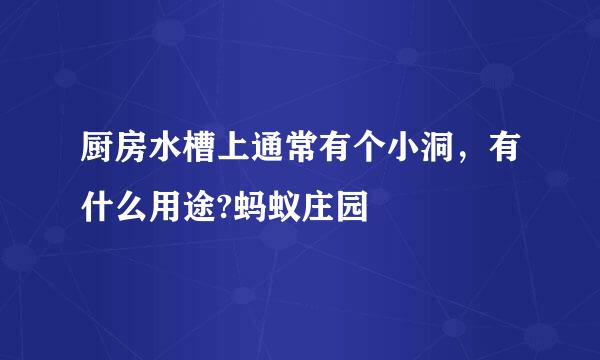 厨房水槽上通常有个小洞，有什么用途?蚂蚁庄园
