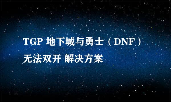 TGP 地下城与勇士（DNF）无法双开 解决方案
