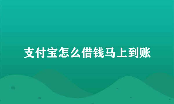 支付宝怎么借钱马上到账