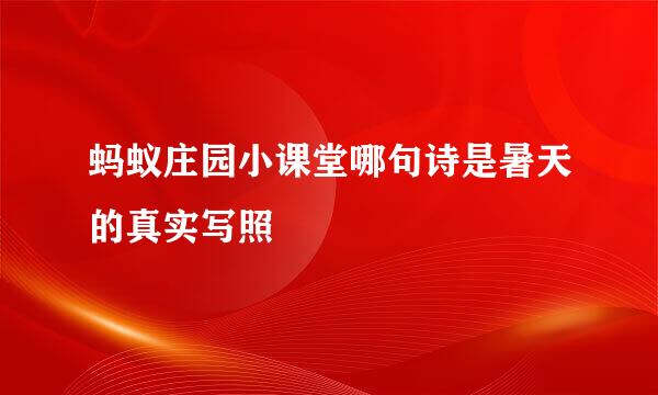 蚂蚁庄园小课堂哪句诗是暑天的真实写照