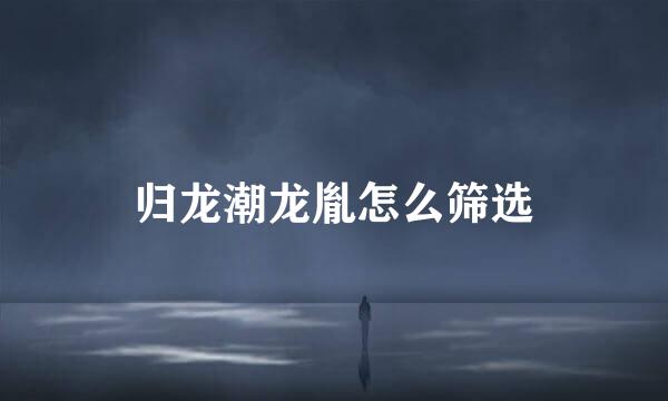 归龙潮龙胤怎么筛选