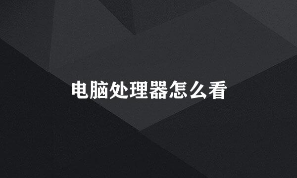 电脑处理器怎么看