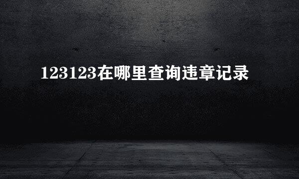123123在哪里查询违章记录