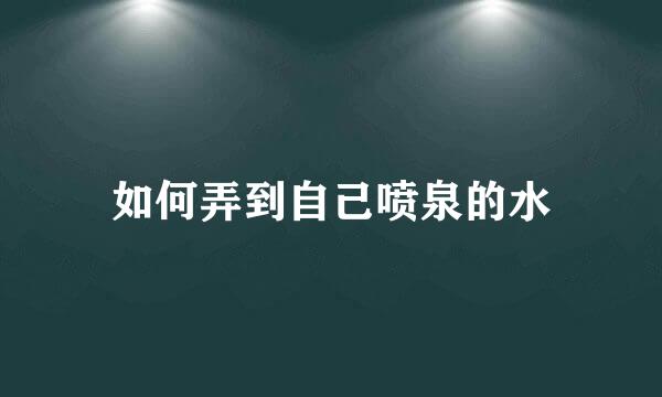 如何弄到自己喷泉的水