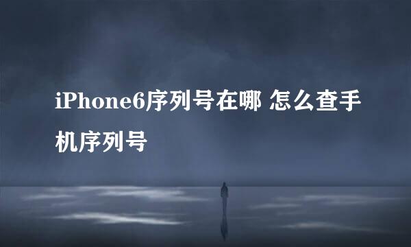 iPhone6序列号在哪 怎么查手机序列号