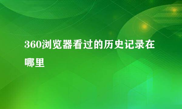 360浏览器看过的历史记录在哪里