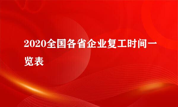2020全国各省企业复工时间一览表