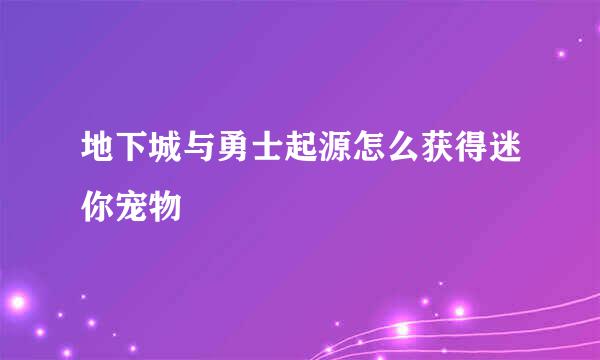 地下城与勇士起源怎么获得迷你宠物