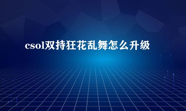 csol双持狂花乱舞怎么升级