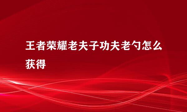 王者荣耀老夫子功夫老勺怎么获得