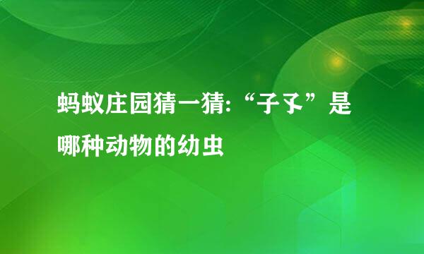 蚂蚁庄园猜一猜:“子孓”是哪种动物的幼虫