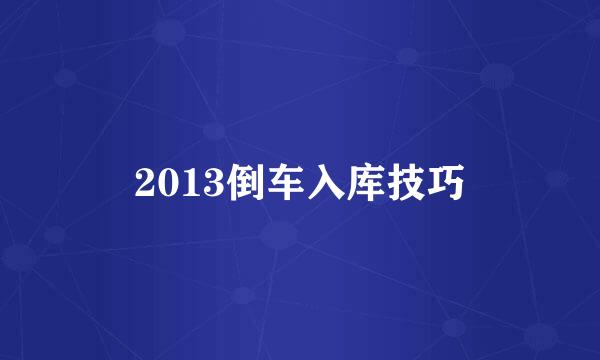 2013倒车入库技巧