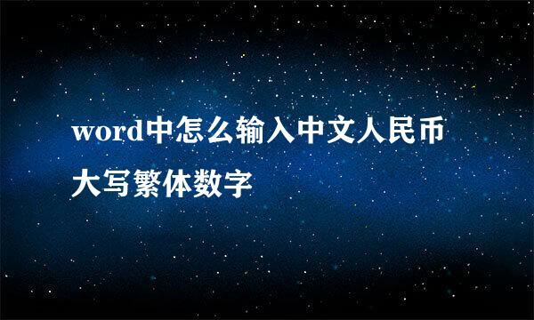 word中怎么输入中文人民币大写繁体数字