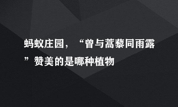 蚂蚁庄园，“曾与蒿藜同雨露”赞美的是哪种植物