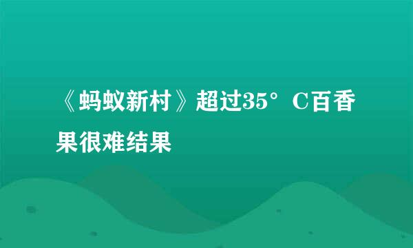 《蚂蚁新村》超过35°C百香果很难结果