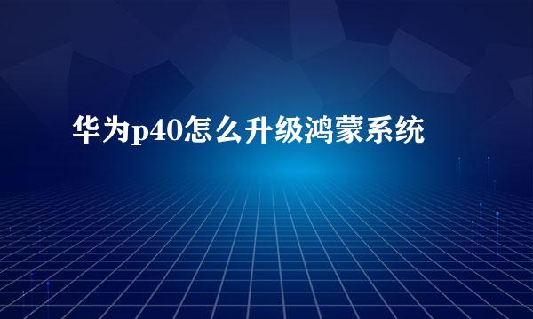 华为p40怎么升级鸿蒙系统