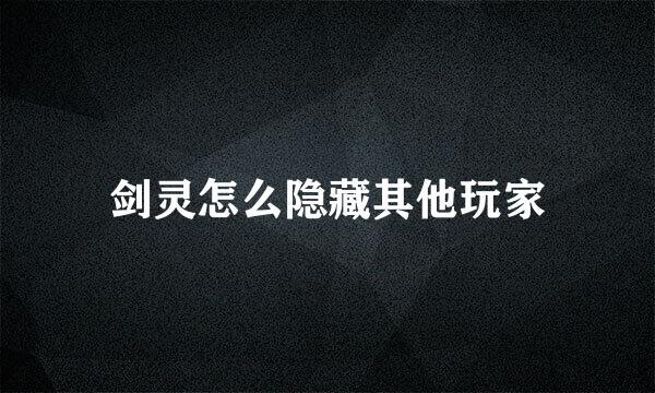 剑灵怎么隐藏其他玩家