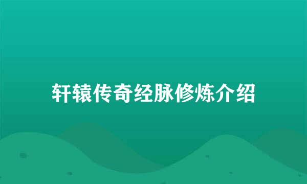 轩辕传奇经脉修炼介绍