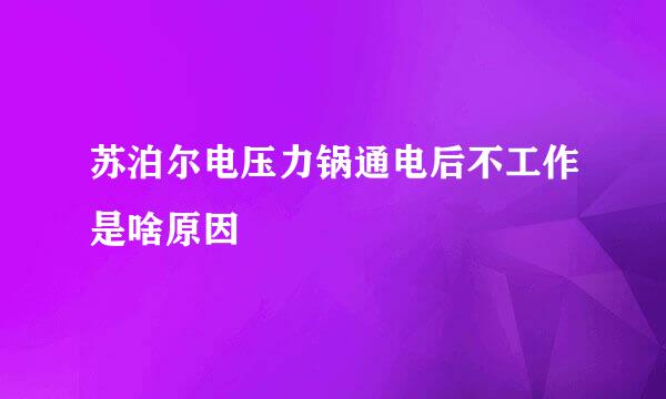 苏泊尔电压力锅通电后不工作是啥原因