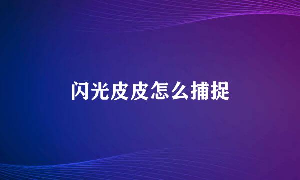闪光皮皮怎么捕捉