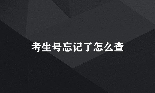 考生号忘记了怎么查