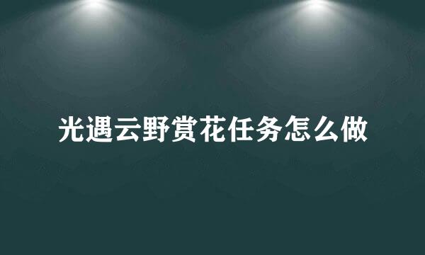 光遇云野赏花任务怎么做