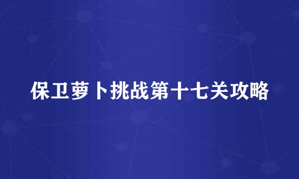 保卫萝卜挑战第十七关攻略