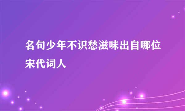 名句少年不识愁滋味出自哪位宋代词人